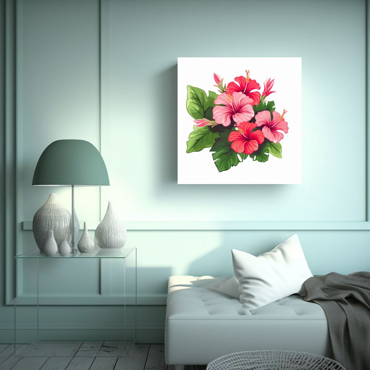 GENERICO - Creativa Época Cuadro Decorativo Hibiscus En 40x40 Cm