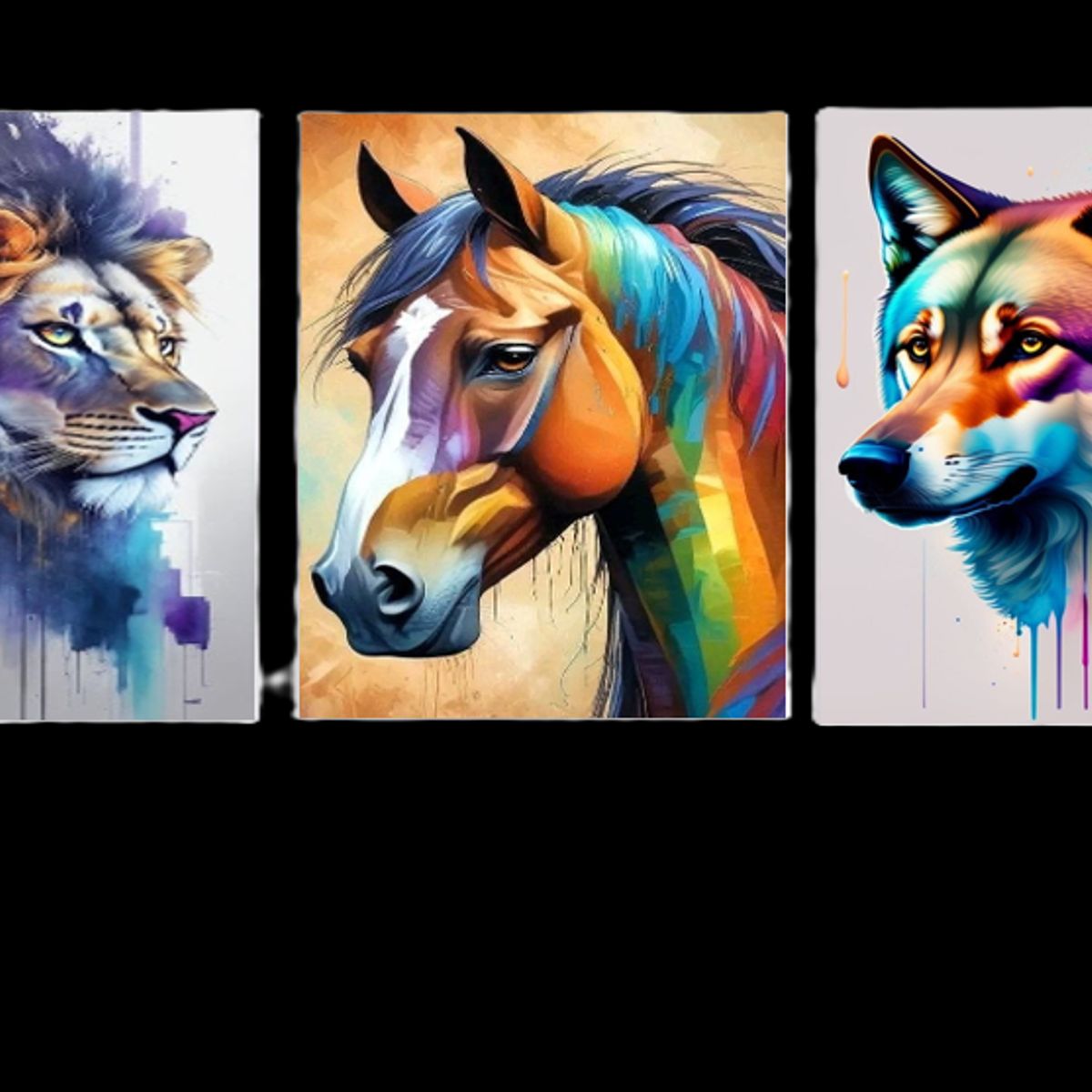 LOS REGALONES - Cuadro Canvas Imagen Belleza Animal en lienzo Pack X3 Uds 30x50 cm Cu