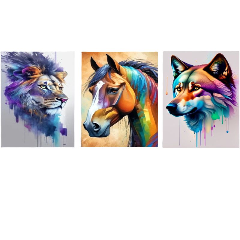 LOS REGALONES - Cuadro Canvas Imagen Belleza Animal en lienzo Pack X3 Uds 30x50 cm Cu