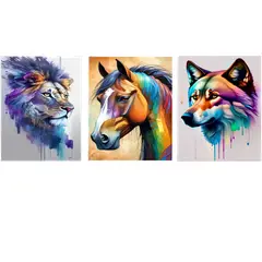 LOS REGALONES - Cuadro Canvas Imagen Belleza Animal en lienzo Pack X3 Uds 30x50 cm Cu