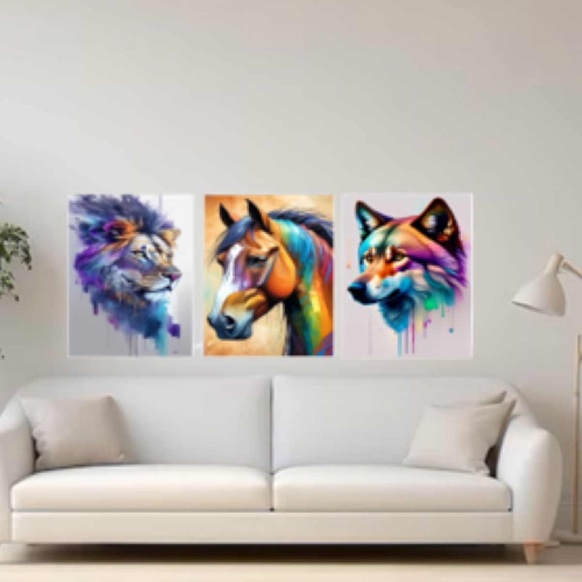 LOS REGALONES - Cuadro Canvas Imagen Belleza Animal en lienzo Pack X3 Uds 30x50 cm Cu