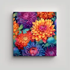 GENERICO - Composición De Dahlias Vibrantes En Alta Calidad 40x40 Cm