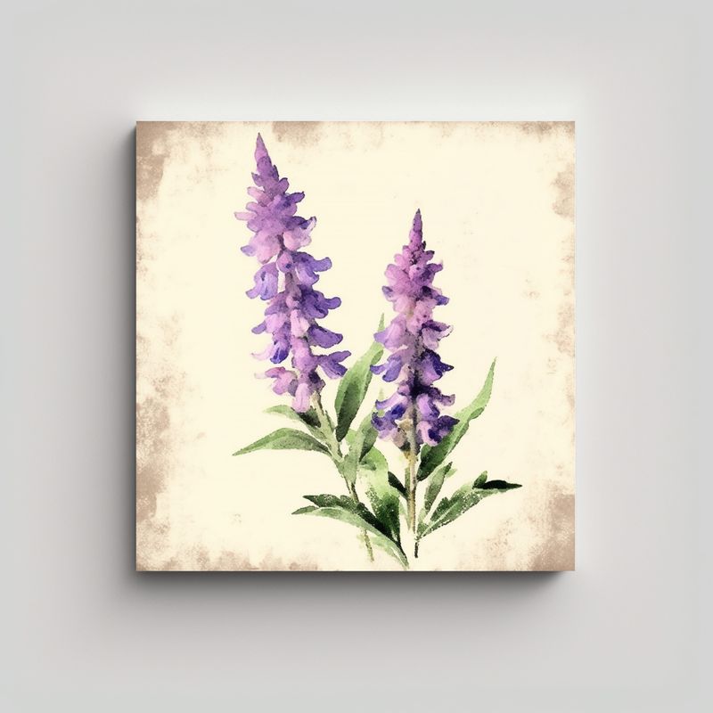 GENERICO - Cuadro Decorativo Único De Lavanda Foxglove Con 60x60 Cm