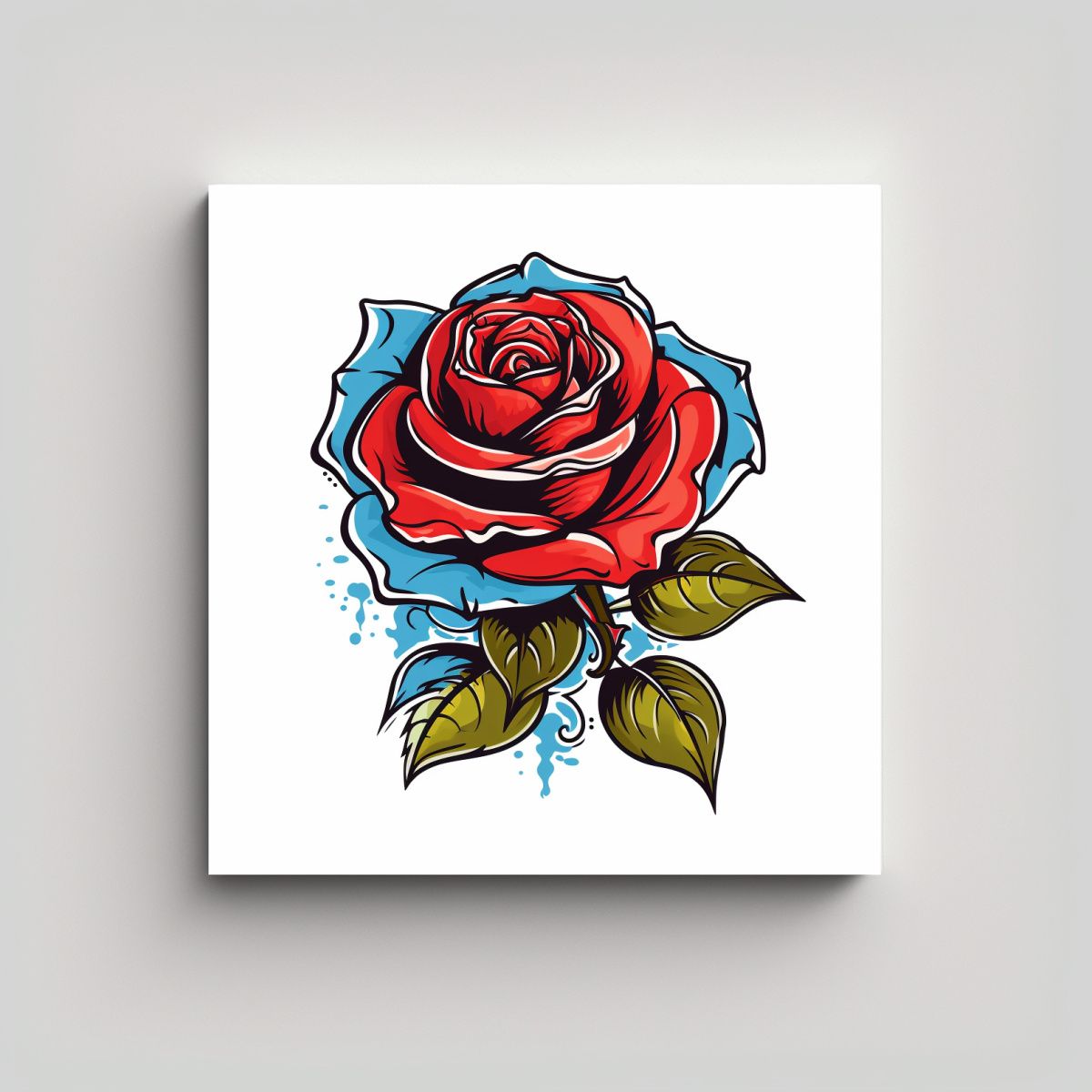 GENERICO - Cuadro Decorativo De Rosa Old School Arte De 30x30 Cm