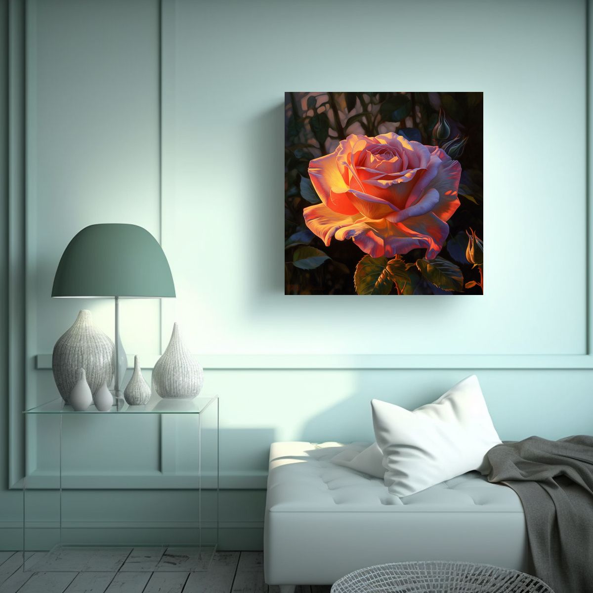 GENERICO - Artesanía En Dibujo De Rosa Detallada Con 60x60 Cm