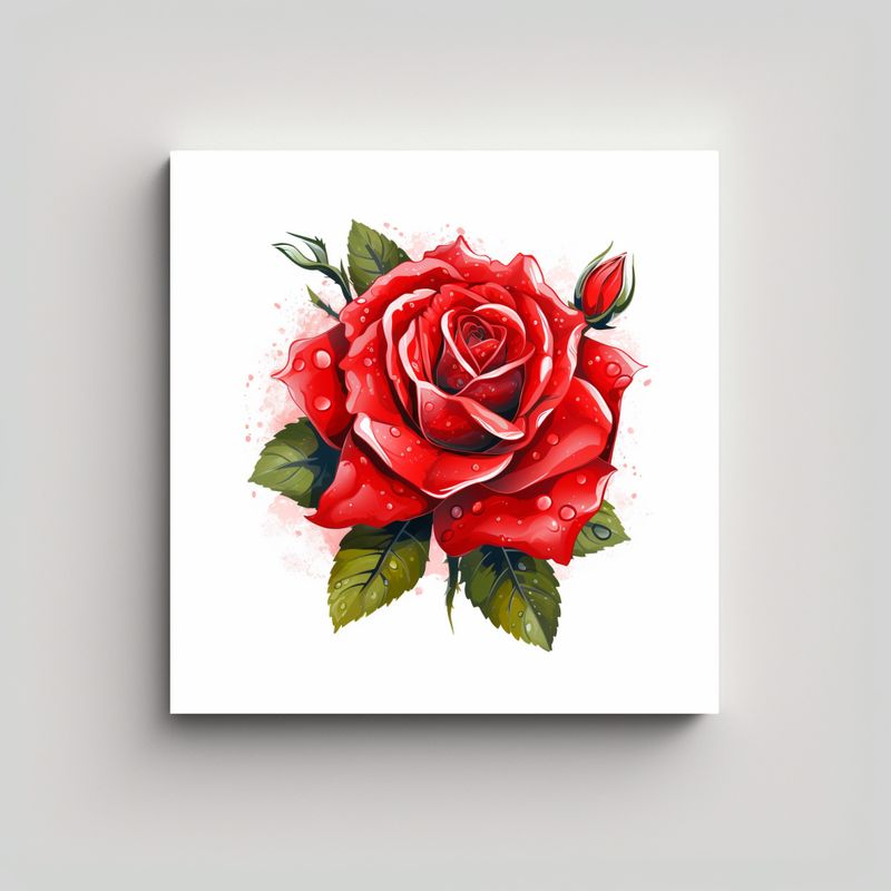 GENERICO - Detalle Creativo De Rosa Roja En Lienzo De Tela 50x50 Cm