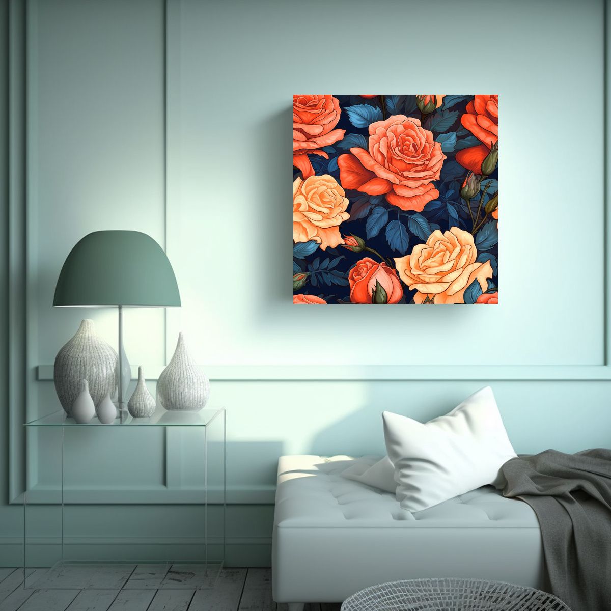 GENERICO - Arte Juvenil En Tela Sublimada Rosas En Arte 60x60 Cm