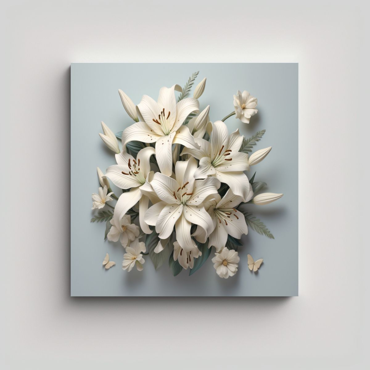GENERICO - Adorno Intenso Cuadro 3D De Lirios Blancos En 90x90 Cm
