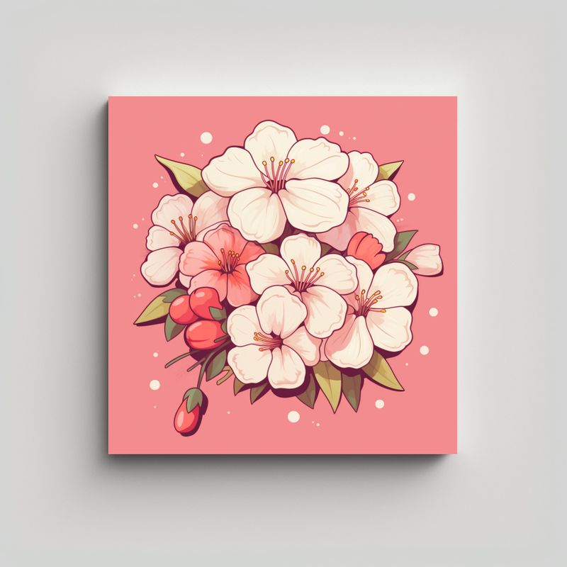 GENERICO - Cuadro Decorativo Kawaii De Flor De Cerezo 40x40 Cm