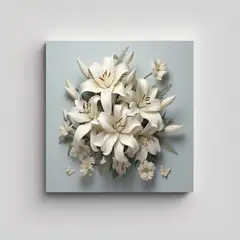 GENERICO - Adorno Intenso Cuadro 3D De Lirios Blancos En 30x30 Cm.