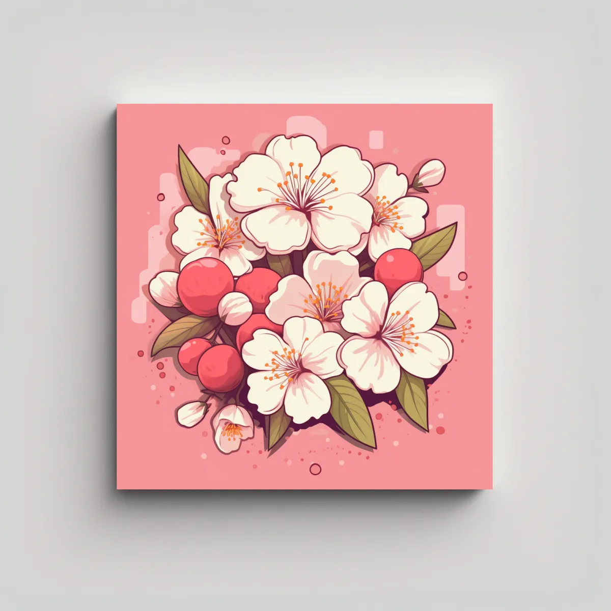 GENERICO - Cuadro Kawaii De Flor De Cerezo En Tela Bastidor 40x40 Cm