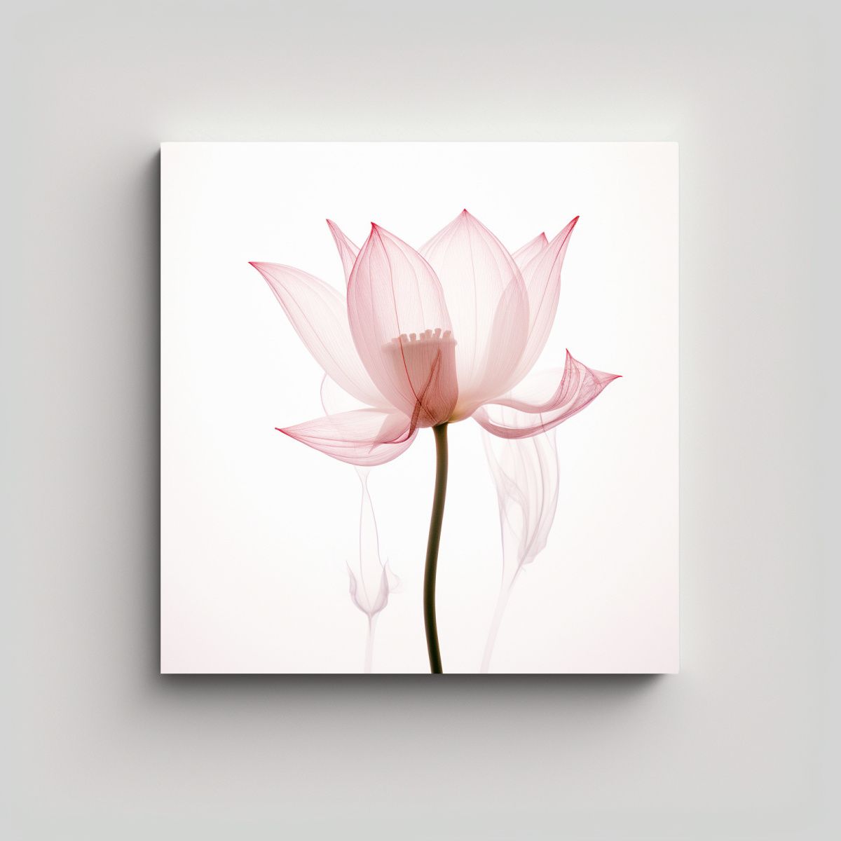 GENERICO - Cuadro Minimalista De Loto Rosa Con Rayos X - 80x80 Cm