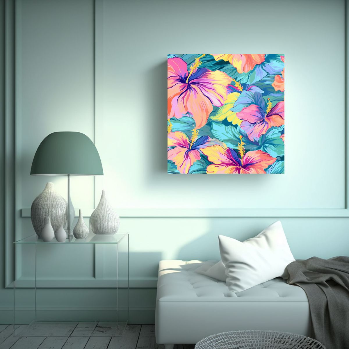 GENERICO - Inspiración Pop Art Hibiscus En Estilo Digital 30x30 Cm