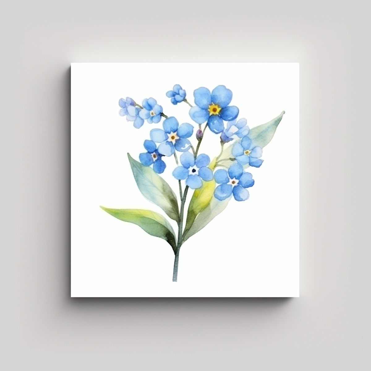 GENERICO - Clipart Minimalista De Flor Acuarela En Lienzo 50x50 Cm
