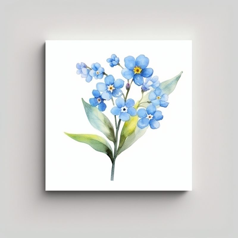 GENERICO - Clipart Minimalista De Flor Acuarela En Lienzo 30x30 Cm