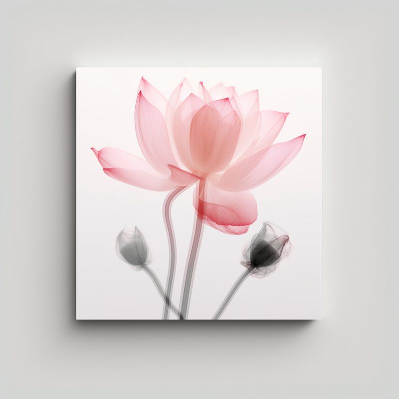 GENERICO - Macro Lienzo De Loto Rosa Minimalista Con Efecto 80x80 Cm