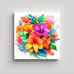 GENERICO - Bastidor De Tela Con Tema Floral Colorido Y 40x40 Cm