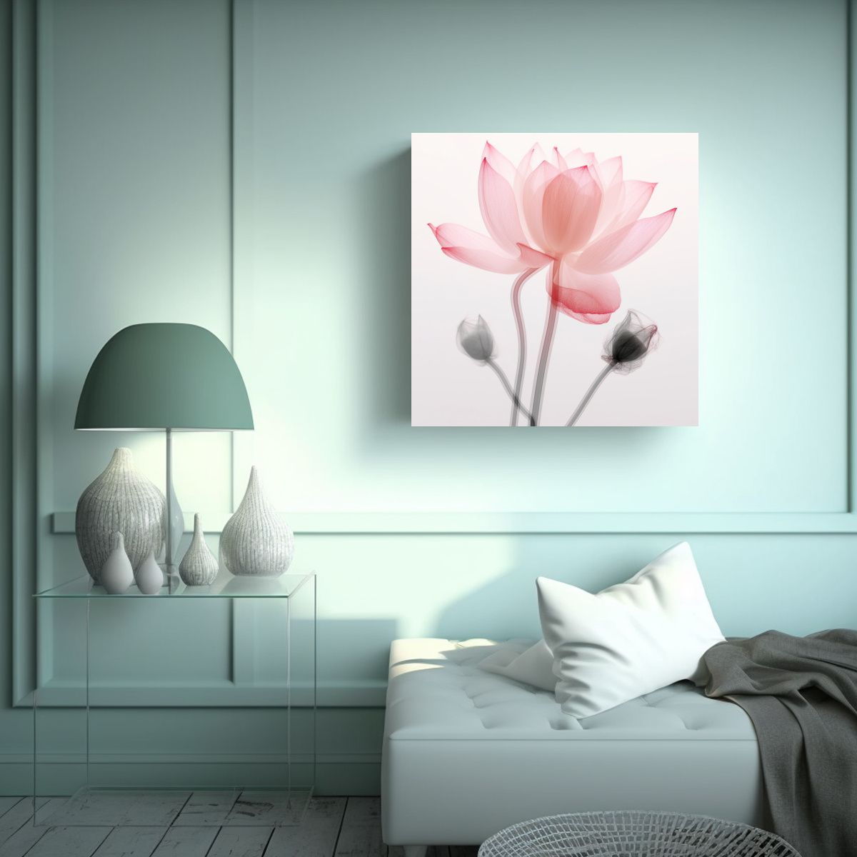 GENERICO - Macro Lienzo De Loto Rosa Minimalista Con Efecto 40x40 Cm