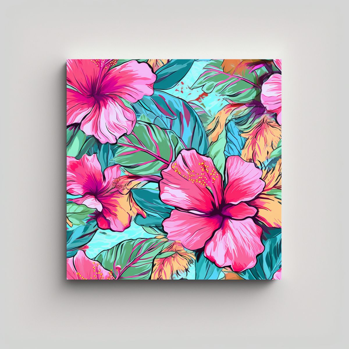GENERICO - Imagen De Arte Durable Hibiscus En Estilo 90x90 Cm