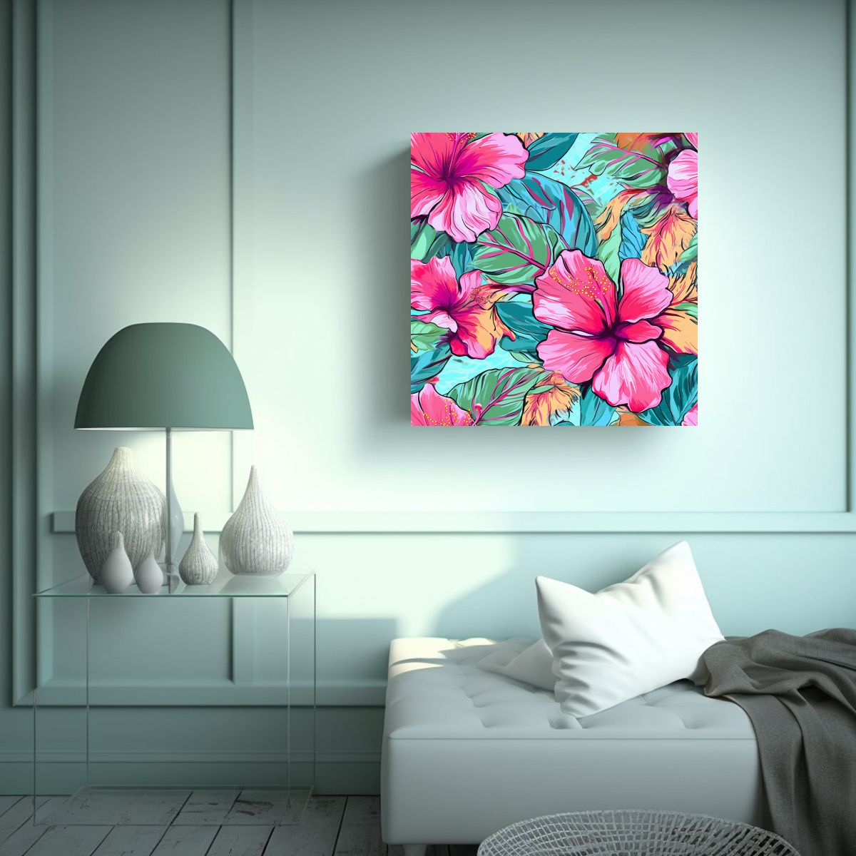 GENERICO - Imagen De Arte Durable Hibiscus En Estilo 90x90 Cm