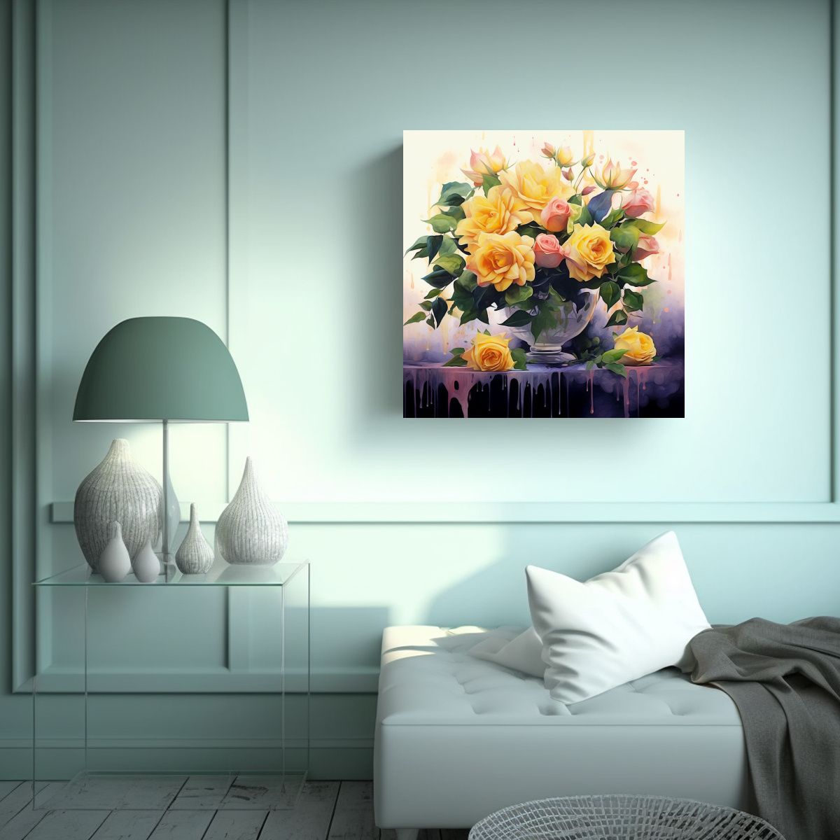 GENERICO - Cuadros Decorativos Estéticos Con Rosas 70x70 Cm