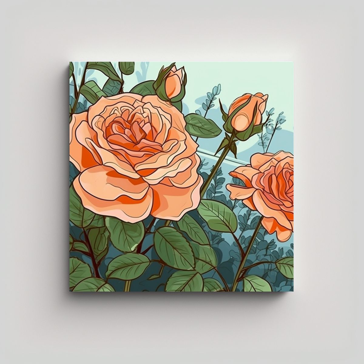 GENERICO - Cuadros Decorativos De Rosas En Jardín Para Sala 70x70 Cm