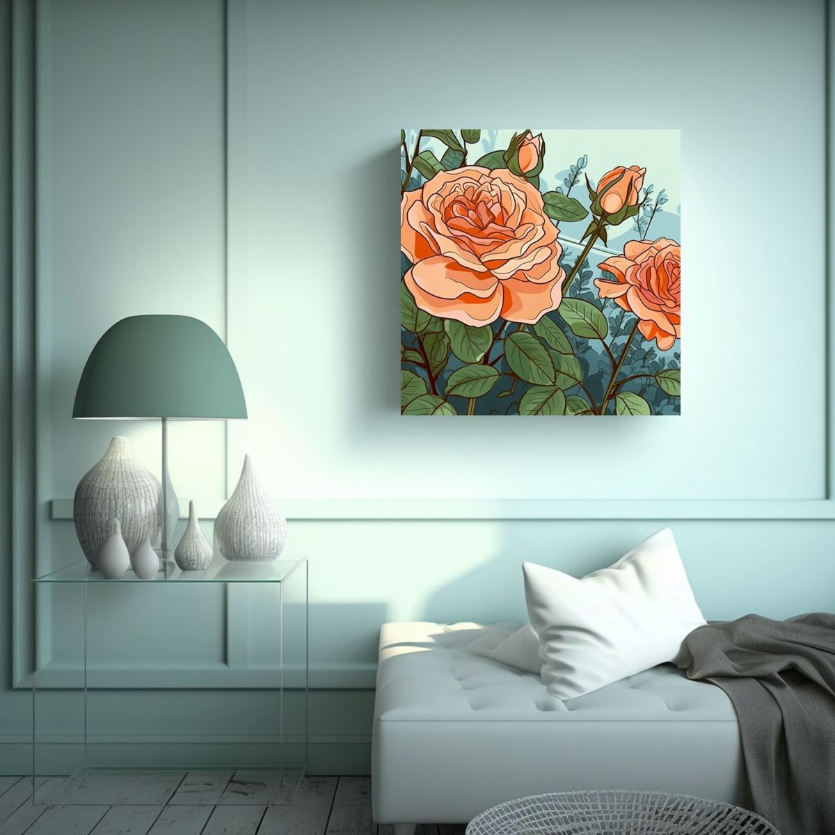 GENERICO - Cuadros Decorativos De Rosas En Jardín Para Sala 70x70 Cm