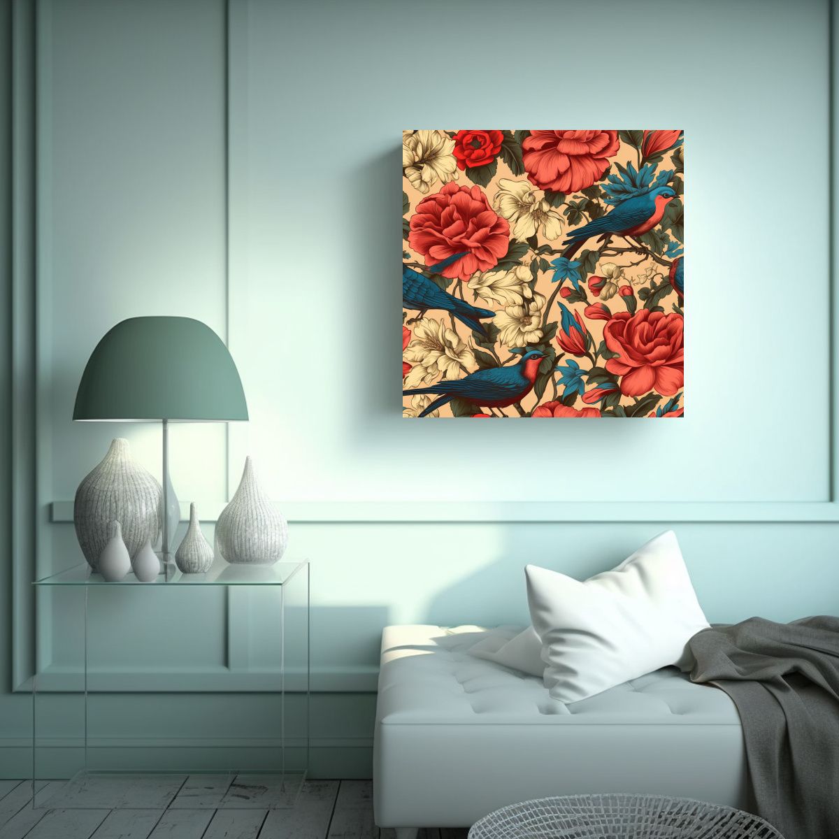 GENERICO - Ilustración Artesanal De Florales Vintage 50x50 Cm