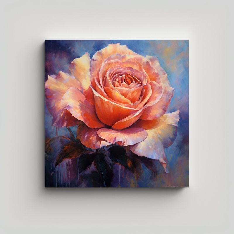 GENERICO - Cuadro Decorativo Moderno Lienzo De Rosa W - 50x50 Cm
