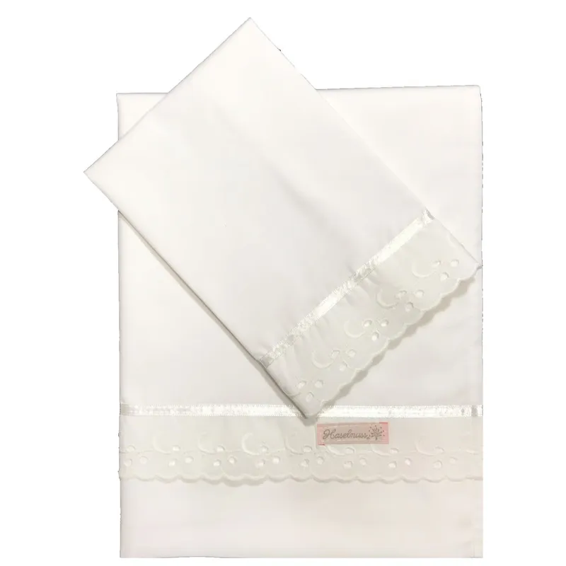 HASELNUSS - Juego de sabanas  broderie  cuna colecho blanca