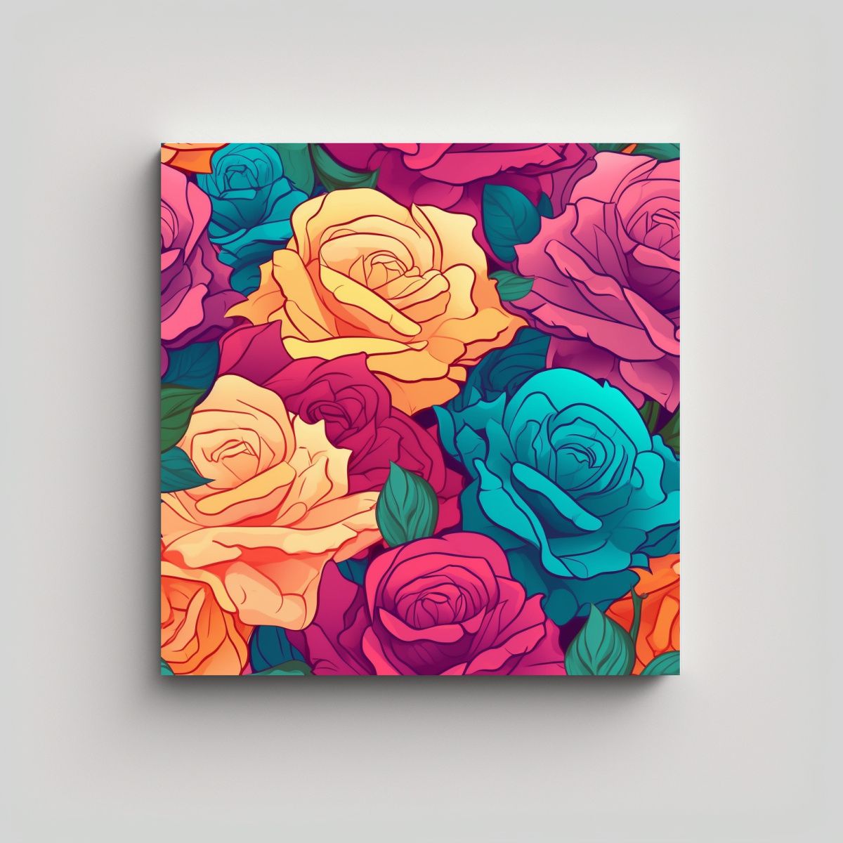 GENERICO - Cuadro Moderno Pop Art Con Patrón De Rosas - 40x40 Cm