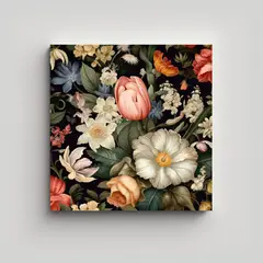 GENERICO - Cuadros Decorativos Escenario Floral En Tela 50x50 Cm