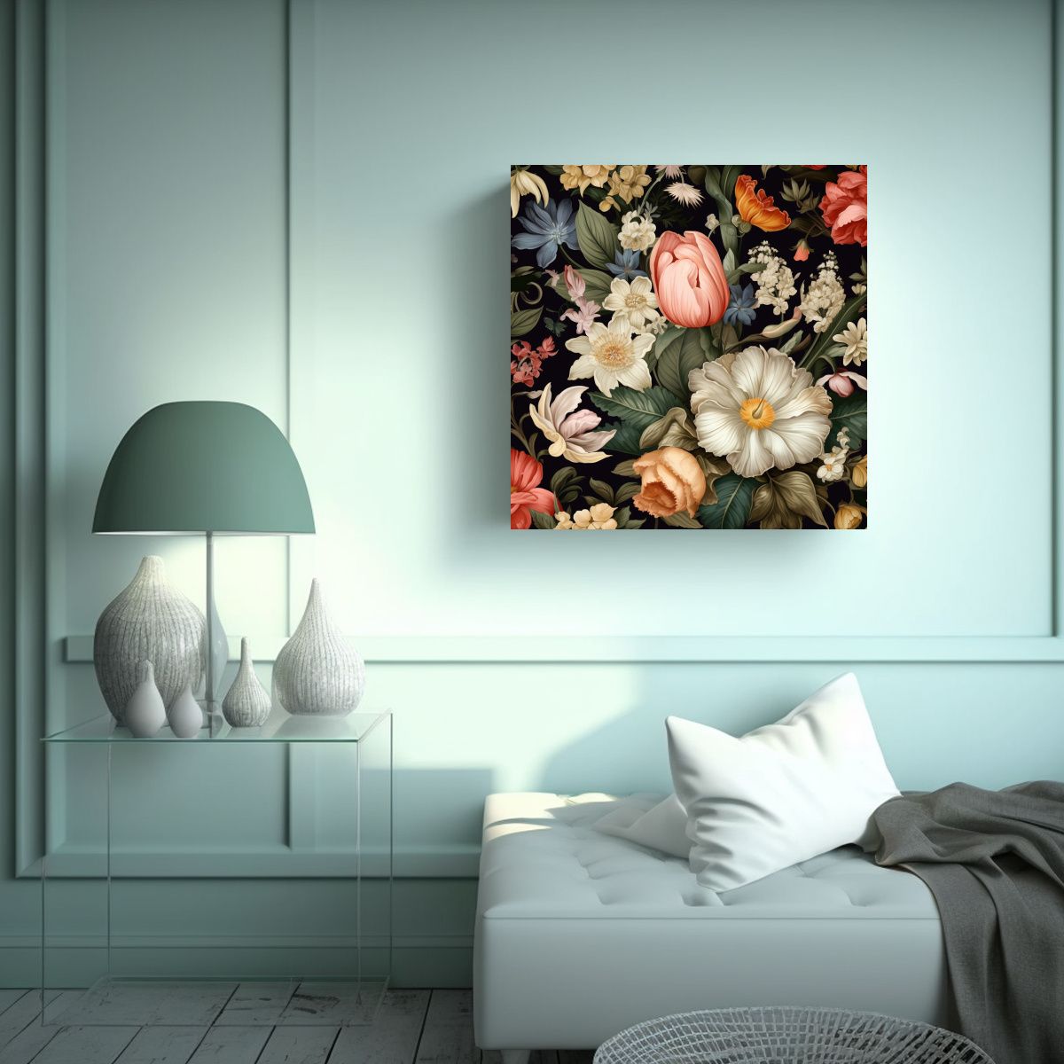 GENERICO - Cuadros Decorativos Escenario Floral En Tela 50x50 Cm