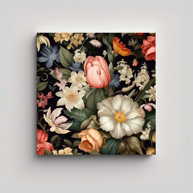 GENERICO - Cuadros Decorativos Escenario Floral En Tela 30x30 Cm