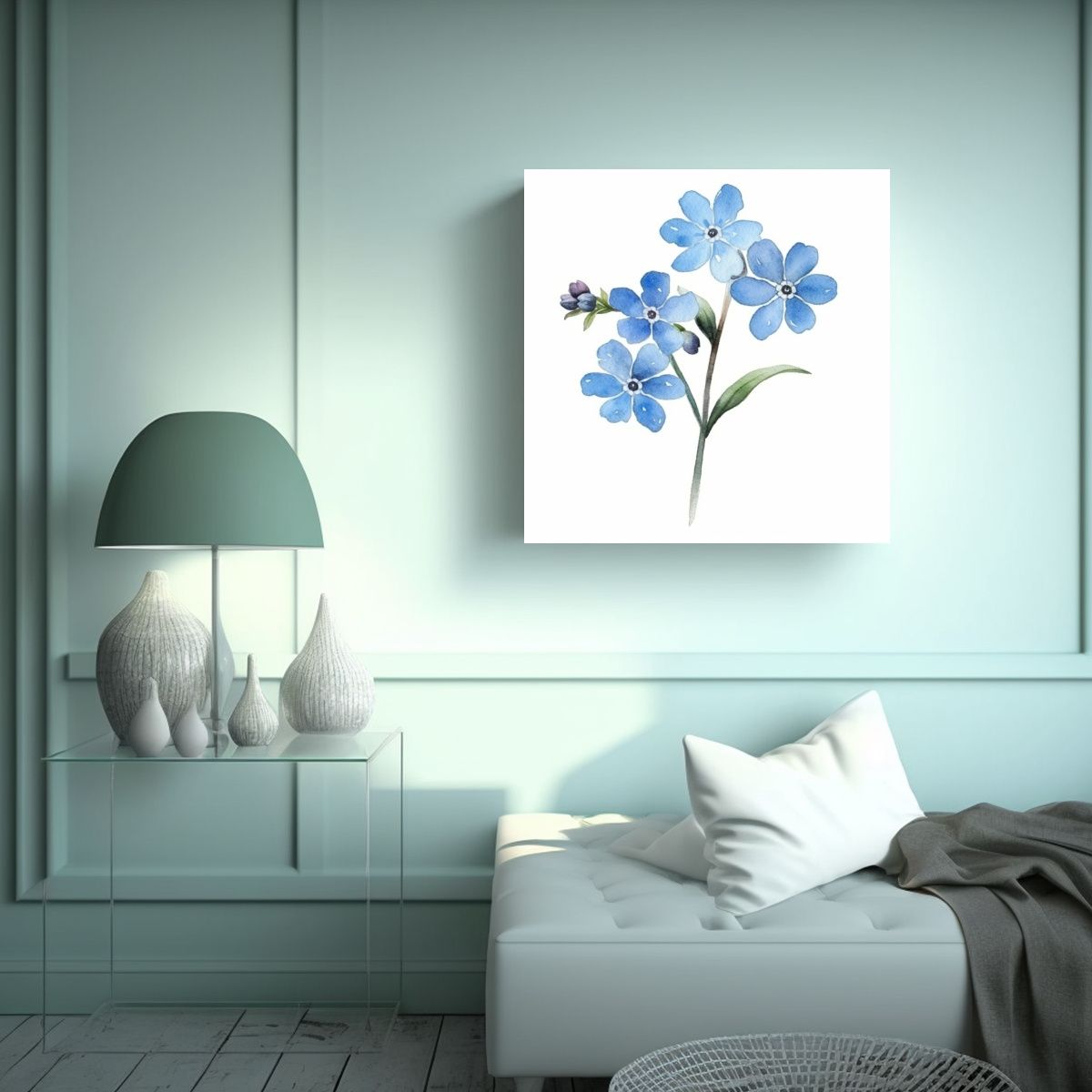 GENERICO - Clipart Minimalista Acuarela Flor Forget Me Not 70x70 Cm