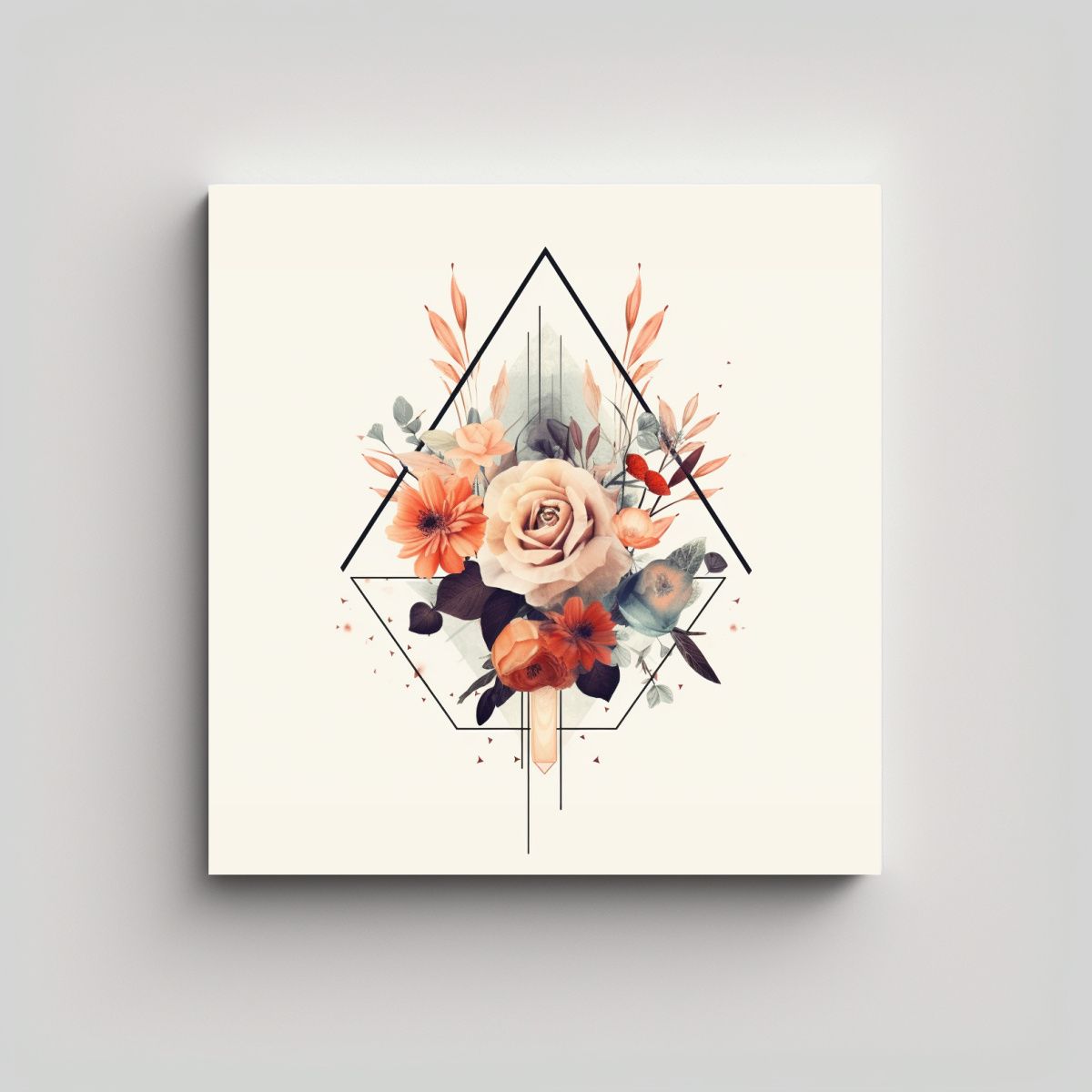 GENERICO - Cuadro Boho Minimalista Diseño Geométrico Y 60x60 Cm