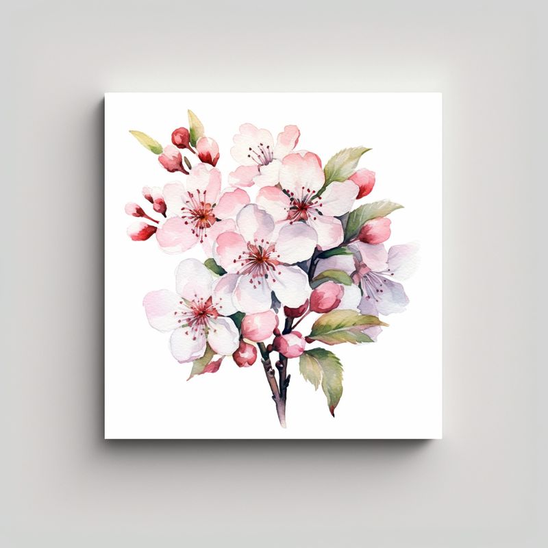 GENERICO - Cuadro Enigmático De Flores De Cerezo En 70x70 Cm