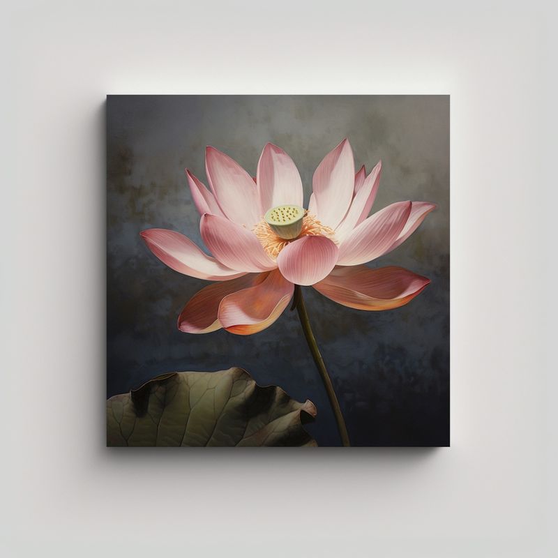 GENERICO - Exquisito Cuadro Vintage Canva - Diseño De Lotus 70x70 Cm