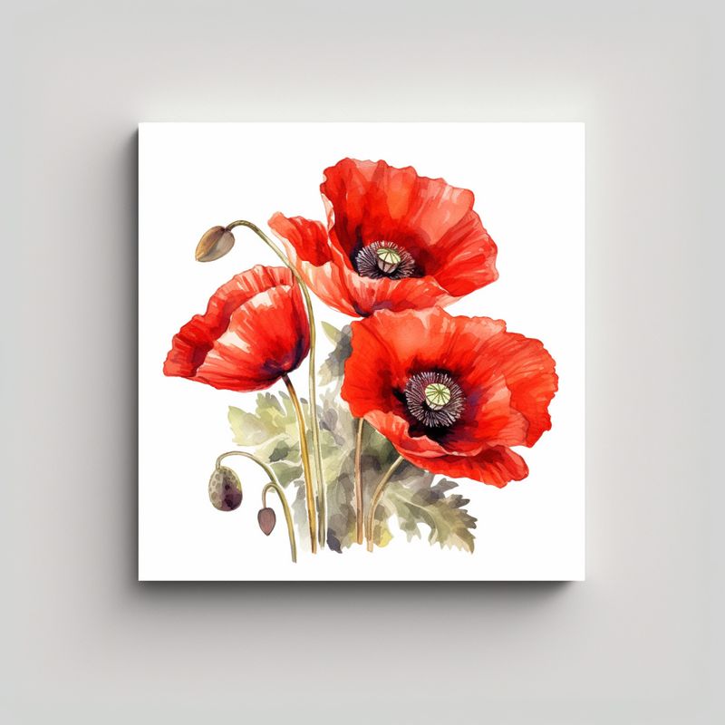 GENERICO - Cuadro Decorativo De Amapolas Composición 70x70 Cm