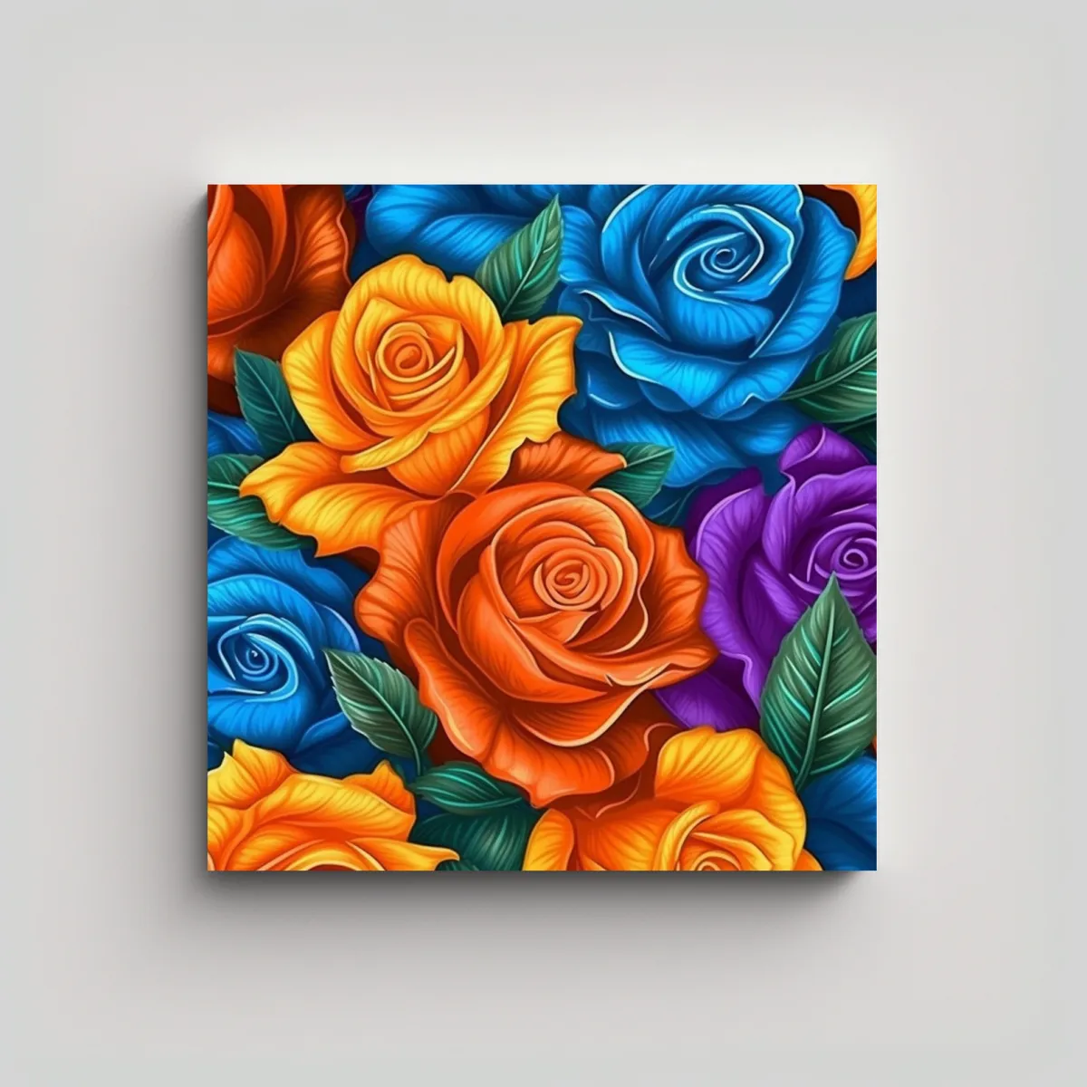 GENERICO - Lienzo Sublimado De Rosas Vividas En Patrón 50x50 Cm