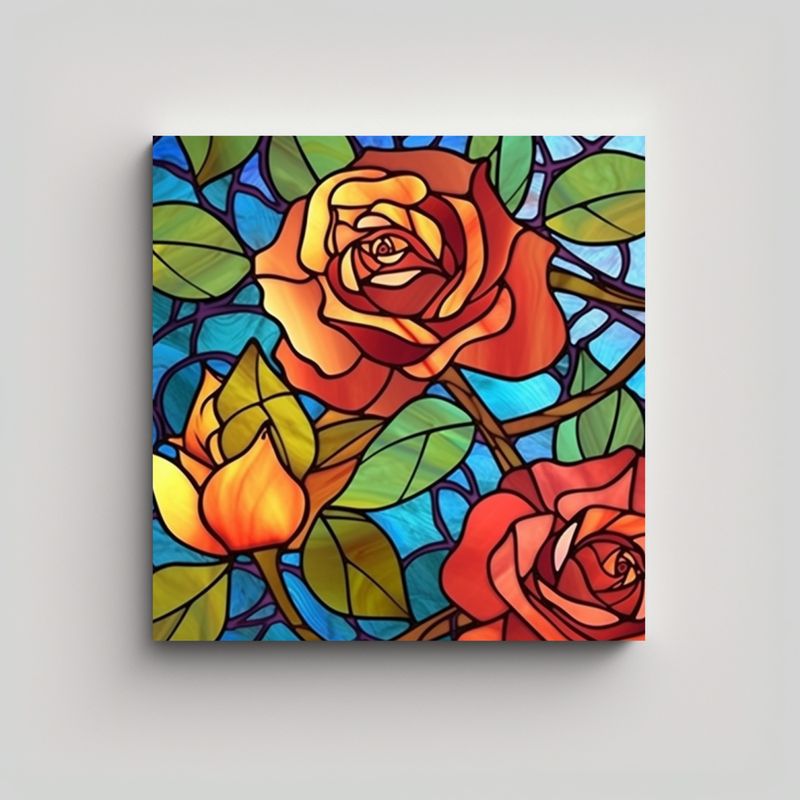 GENERICO - Cuadro Multicolor De Rosas En Patrón Seamless 80x80 Cm