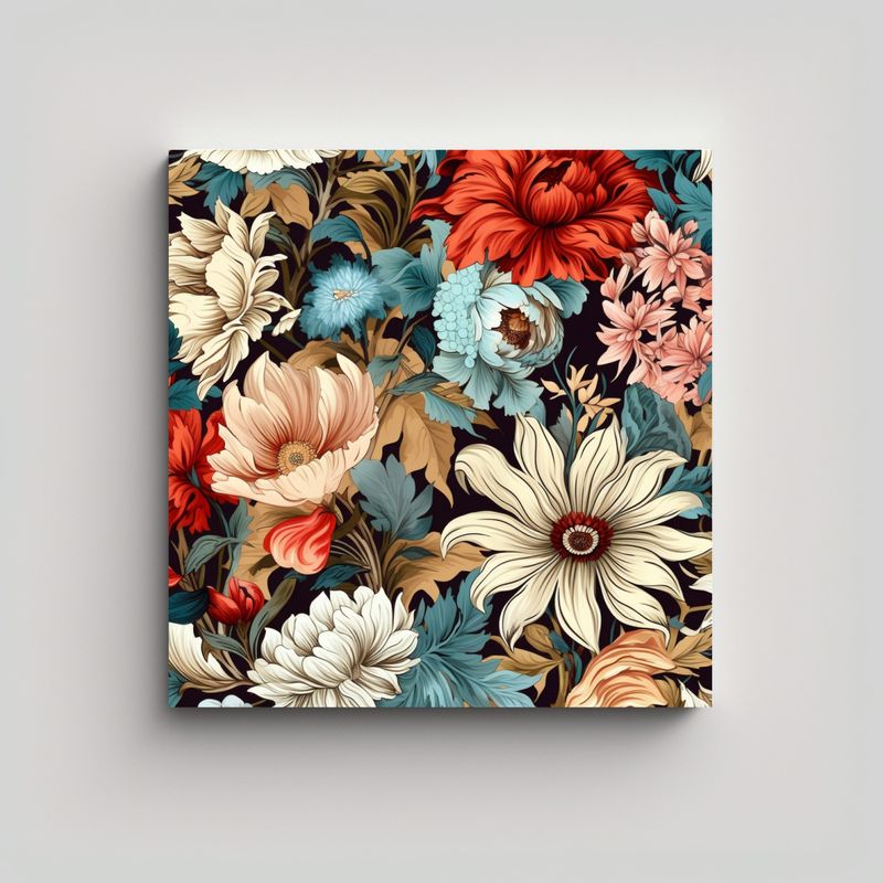 GENERICO - Patrón Boho Chic Floral Infinito En Lienzo Para 70x70 Cm
