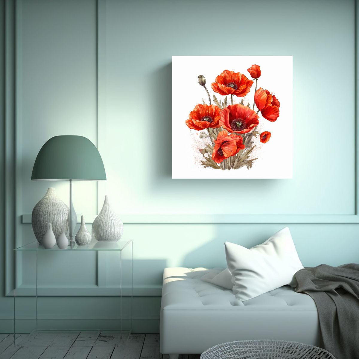 GENERICO - Armonía Intensa En Cuadro Canva De Amapolas 90x90 Cm