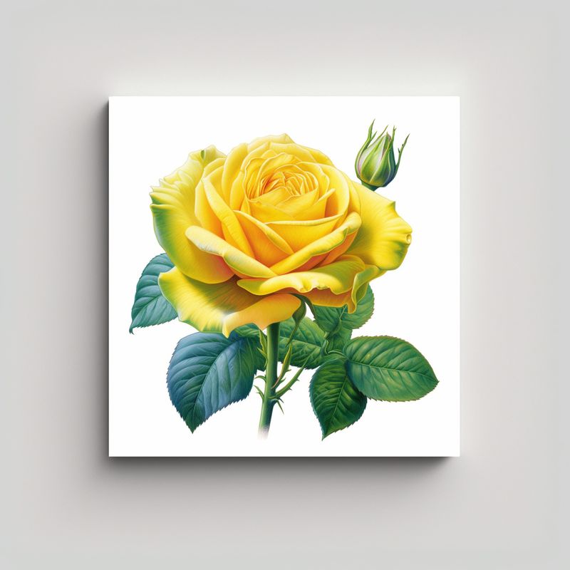 GENERICO - Rosa Amarilla Vibrante En Lienzo De Abstracción 60x60 Cm
