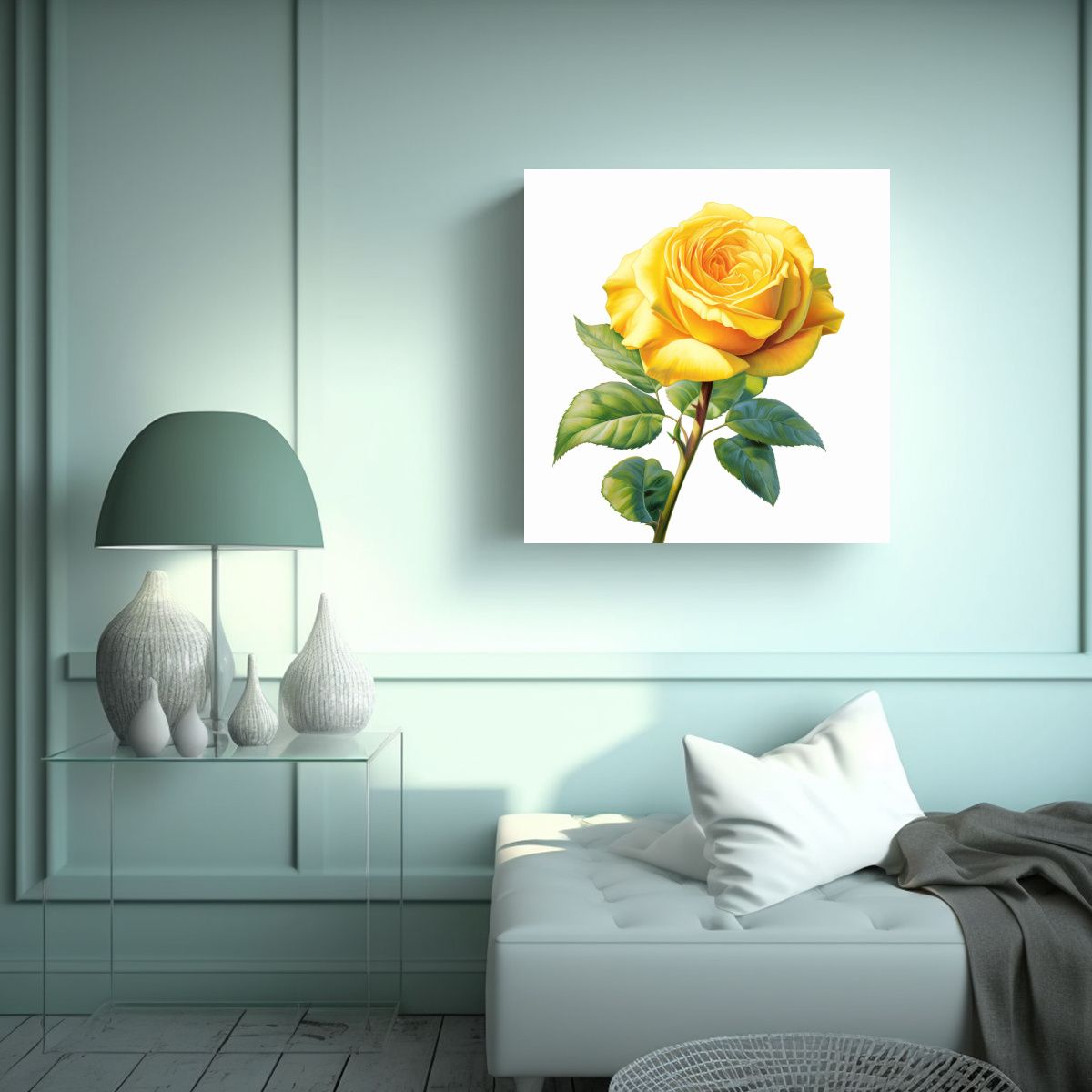 GENERICO - Cuadro Detallado Y Vibrante De Rosa Amarilla 80x80 Cm