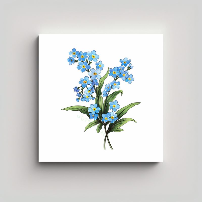 GENERICO - Adorable Cuadro De Flores Forget Me Not En Fondo 50x50 Cm