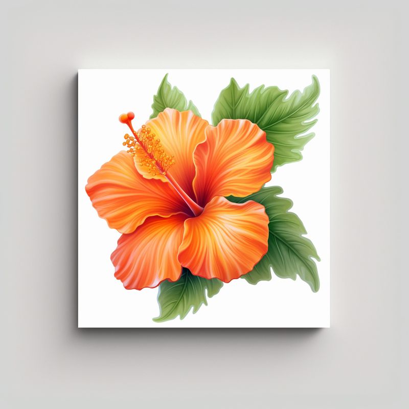 GENERICO - Cuadro Decorativo Escena Vibrante De Hibisco 90x90 Cm