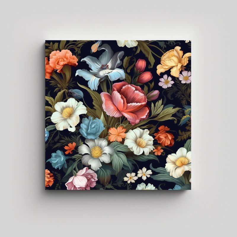 GENERICO - Cuadro Decorativo Minimalista Con Patrón Floral 90x90 Cm