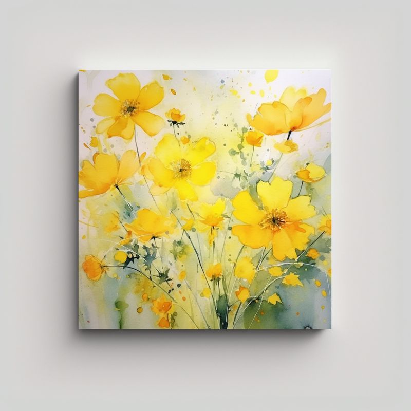 GENERICO - Cuadro Decorativo Comedor Flores Amarillas En 50x50 Cm