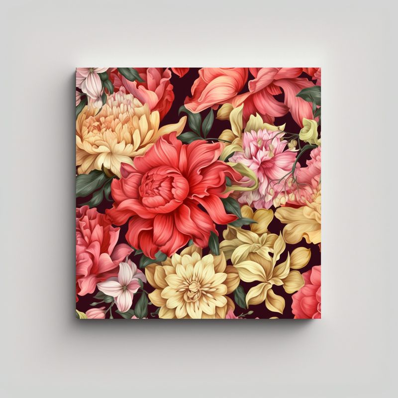 GENERICO - Cuadro Mural De Tela Sublimada Con Diseño Floral 60x60 Cm